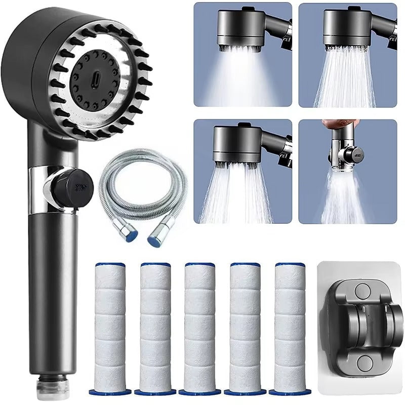 ערכת הפרימיום ™PureClean Pro מגיעה עם 5 פילטרים, צינור 1.5 מטר ומעמד קיר